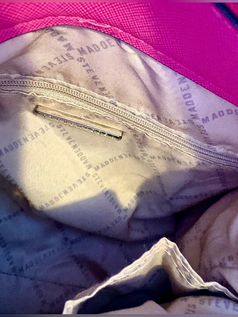 Steve Madden Hot Pink Structured Satchel with Top Handle - Picture 4 of 6